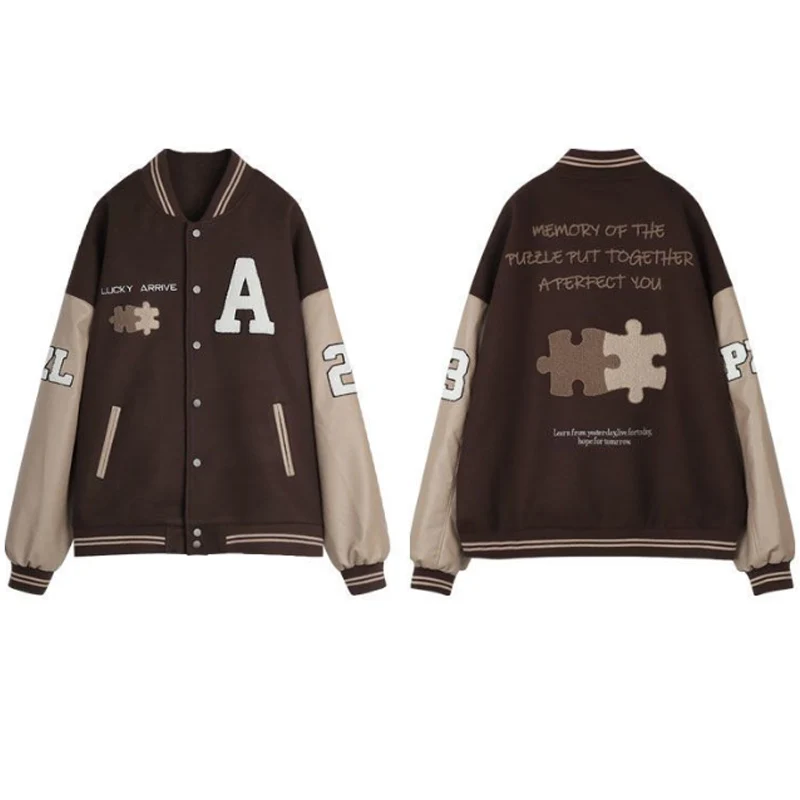 Baseball Bomber Jacket American retro college baseball suit autumn and winter women's thickened