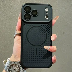 Breathable Heat - Dissipating Magnetic Wireless Charging Phone Case with Enhanced Protection - iPhone 15 Plus (Black)
