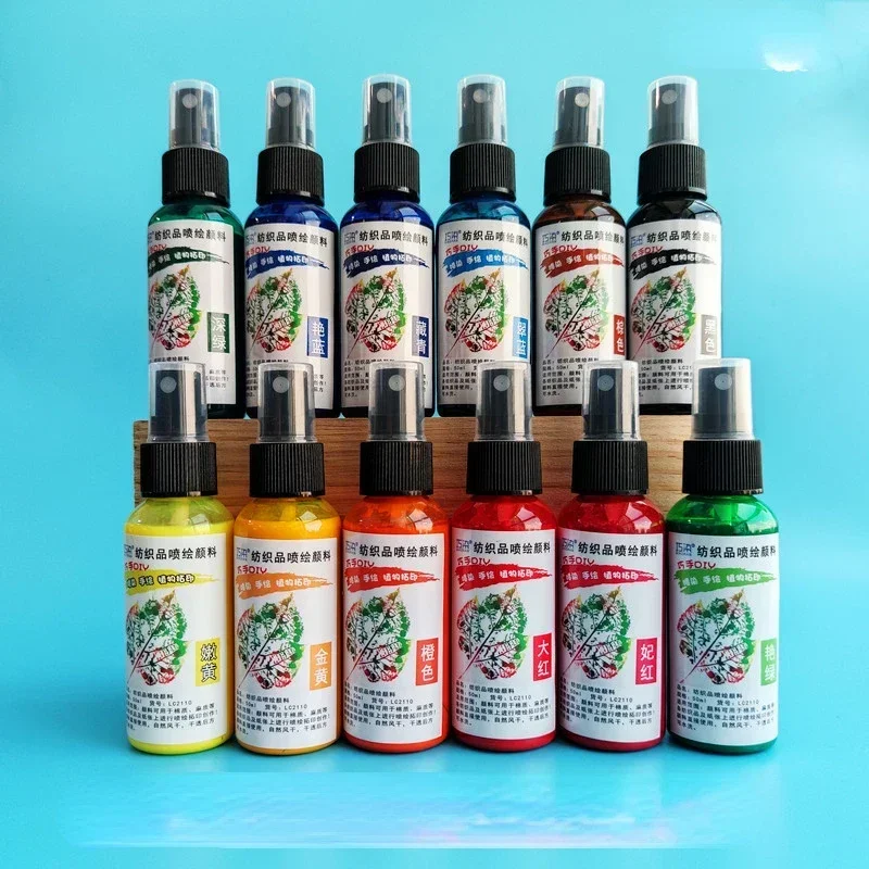Textile Spray Paint 12 Colors DIY Hand Painted Fabric Dye