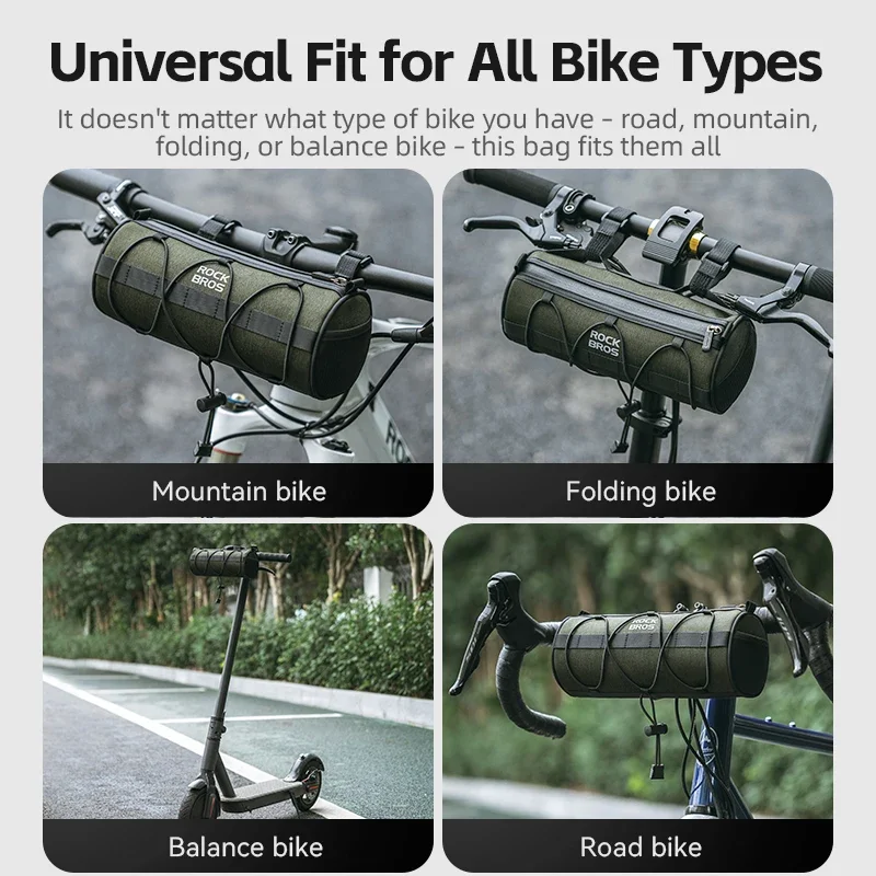 ROCKBROS Bicycle Bag Front Portable Handlebar Pannier 2L Big Capacity Multifunctional Shoulder Bag Reflectice Tube Bike