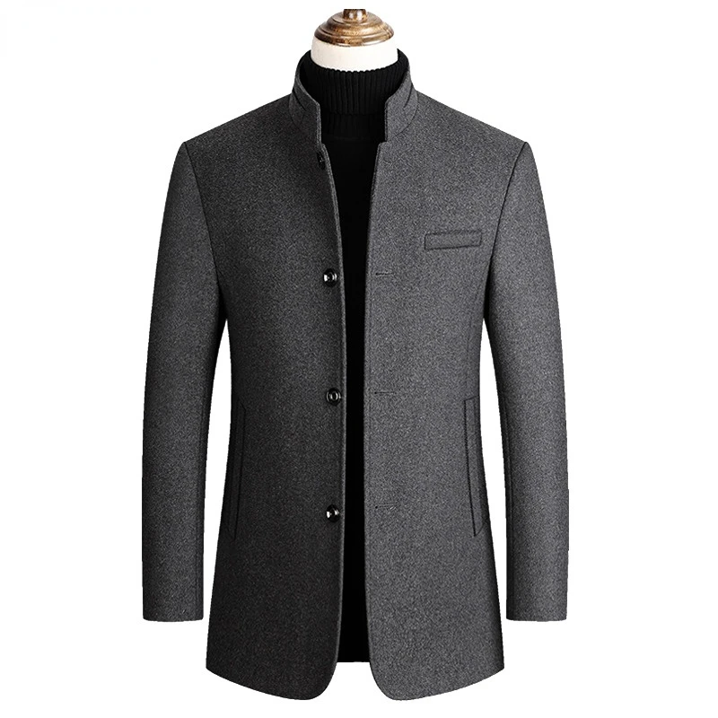 

MRMT 2024 Brand New Middle Aged Men's Cotton Plush Jacket Short Casual Woolen Coat Thick Woolen Coat Dad's Suit