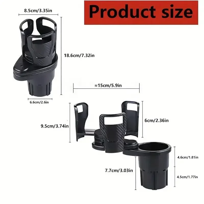 Adjustable Car Cup Holder Expander With Phone Holder