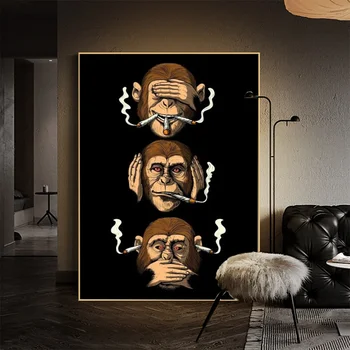 Funny Smoking Monkey Canvas Poster 1