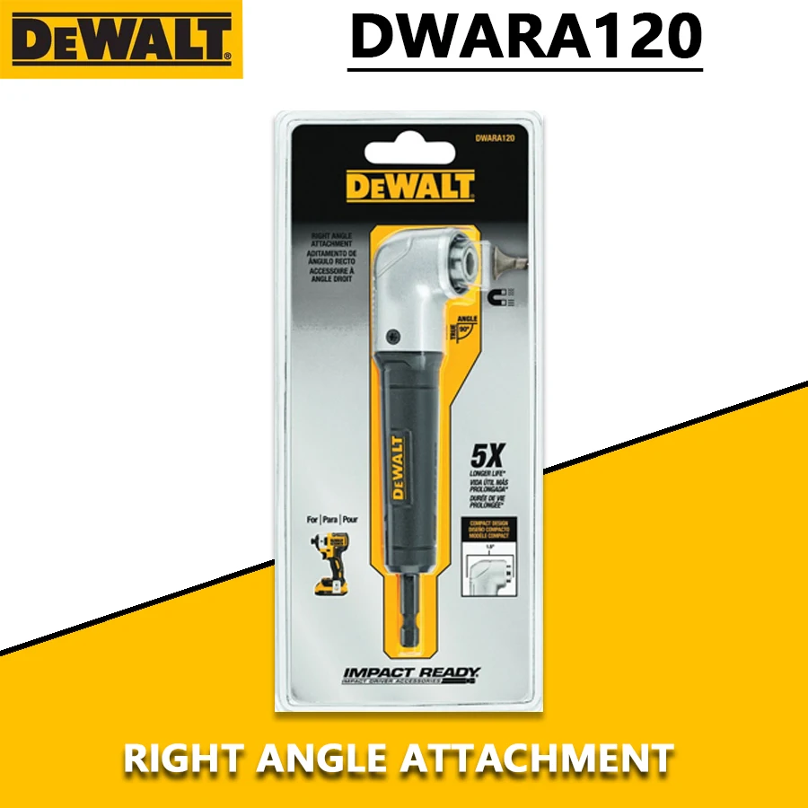 DEWALT DWARA120 1/4 Right Angle Attachment 10X Magnetism Impact Driver ...