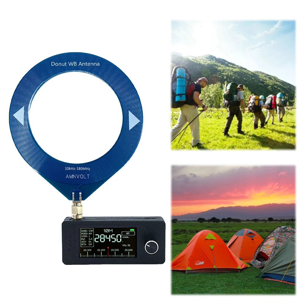 SI4732 0.5-108mhz FM/AM 라디오 LSB USB AM FM 모든 대역 라디오 수신기 1.9인치 IPS 화면 HF SW MW VHF 라디오 링 안테나 포함