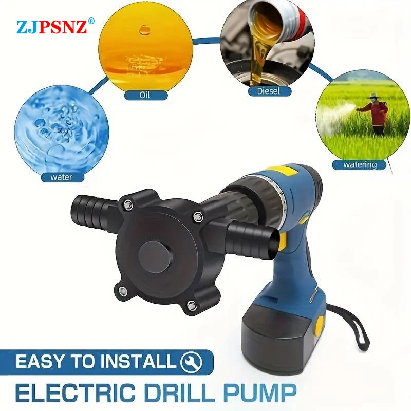 Electric Drill Pump Portable Mini Diesel Oil Fluid Water Hand Self-priming Liquid Transfer Home Garden Outdoor