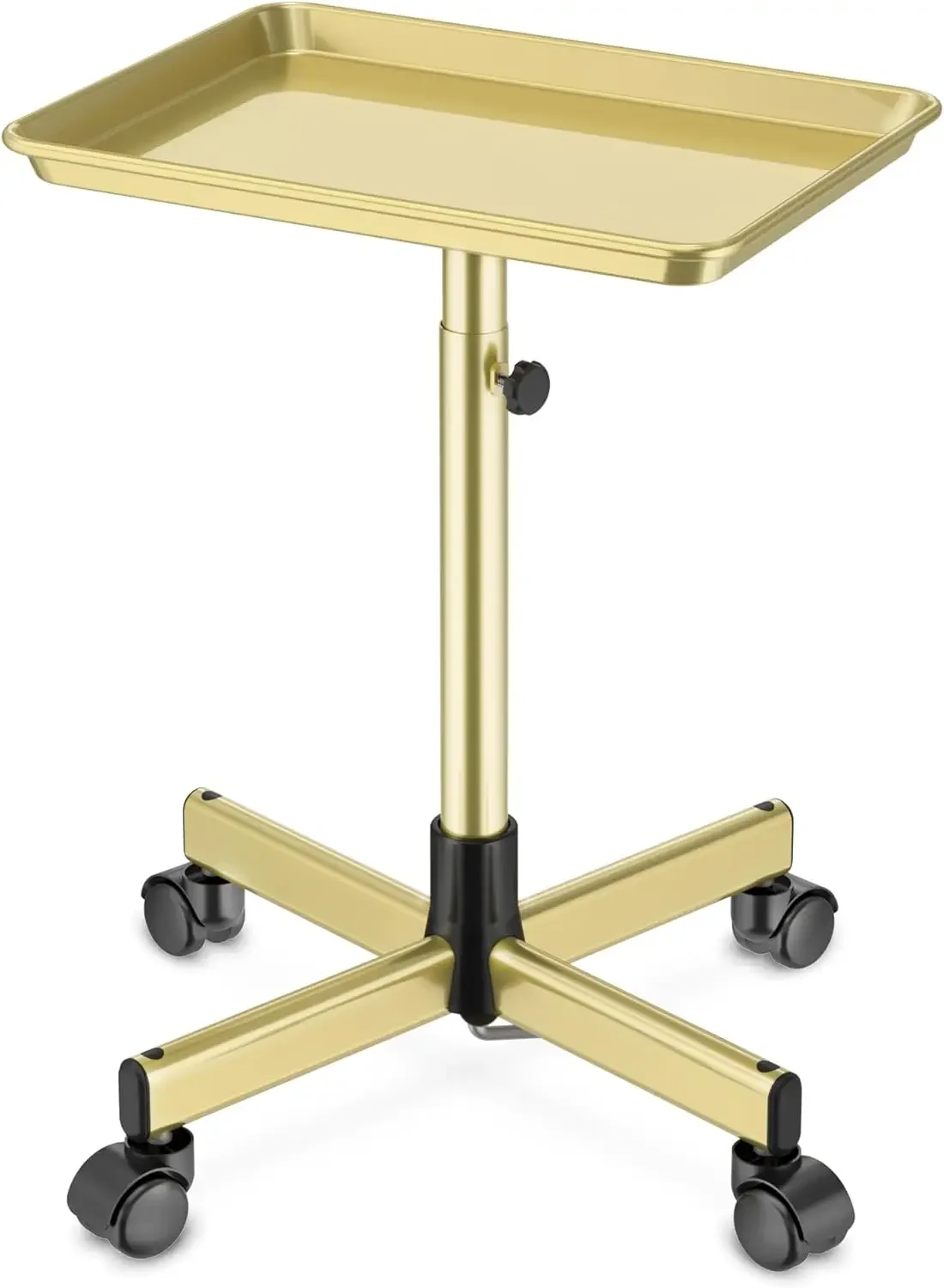 Aluminum Tattoo Tray Rolling Trolley-Adjustable Salon Service Rolling Tray Hairdresser Cart w/ Clinic Spa Wheels