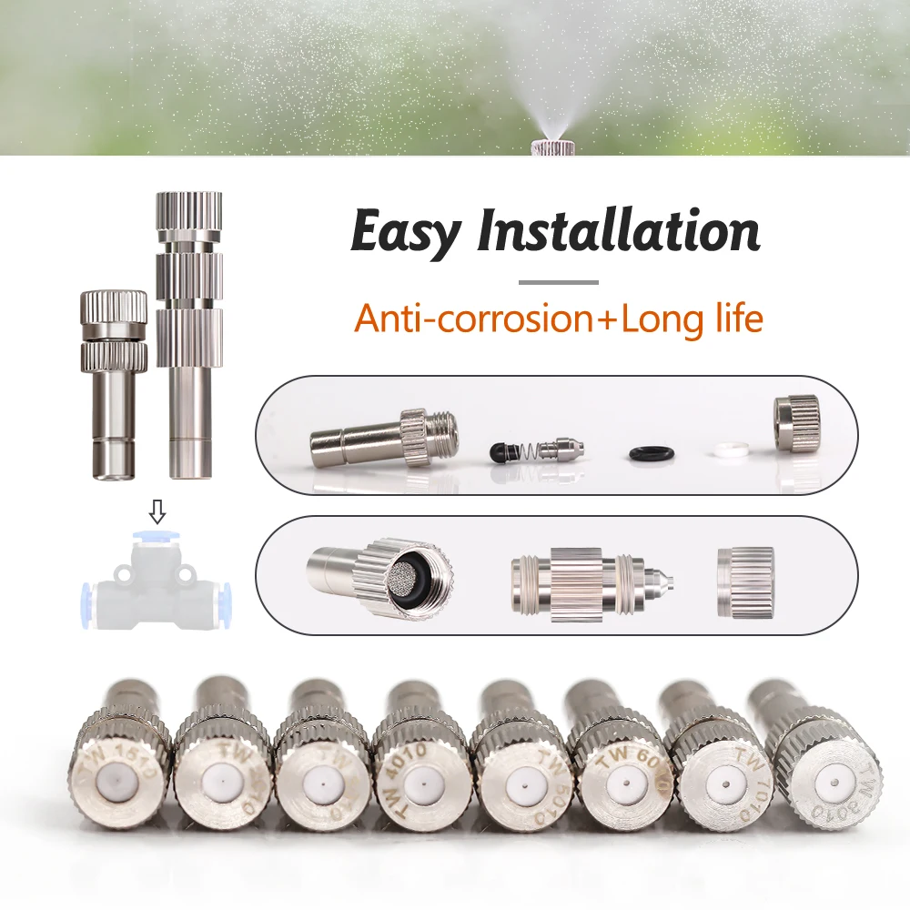 0.15-0.8mm Low Pressure Sprayer Nozzle 6mm Quick Insertion Mist Sprinkler for Outdoors Garden Yard Cooling Humidification Device 3