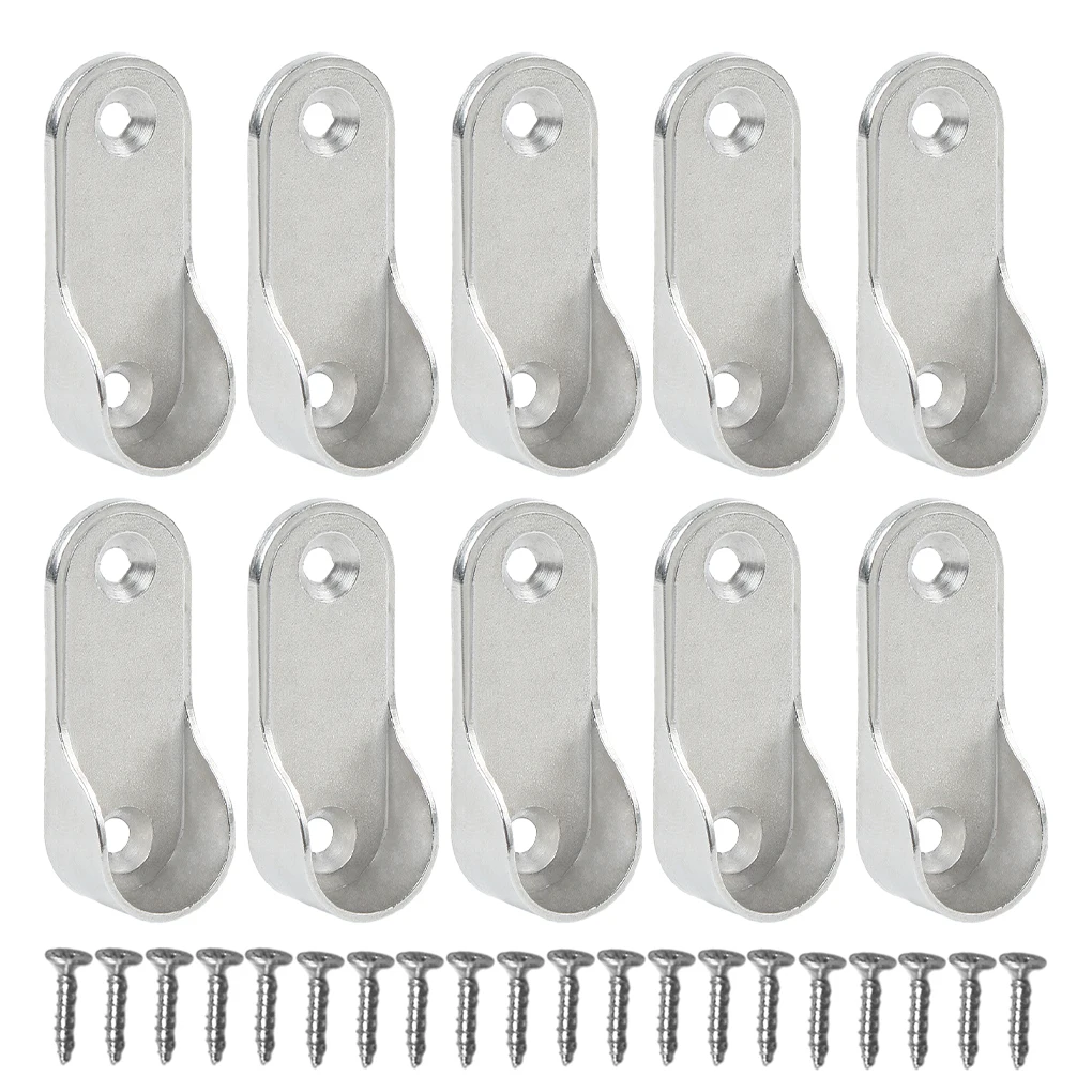 

2/3 Silver Wide Application Of Zinc Alloy Oval Wardrobe Hanging Rail Rod Wardrobe Rail Rod Bracket