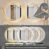 Anti-fog LED Bathroom Mirror Circle Backlit HD Wall Mounted Vanity Mirror Shatterproof 3 Colors Lights Adjust 5