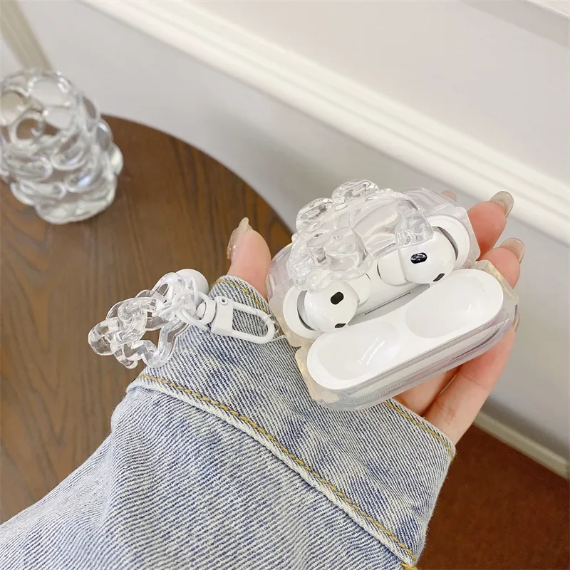 Crystal Hello Kitty For Airpods Pro 2 Case,Transparent With Small Bell For Airpods 1/2 Case,Hard PC Earphone Case For Airpods 3