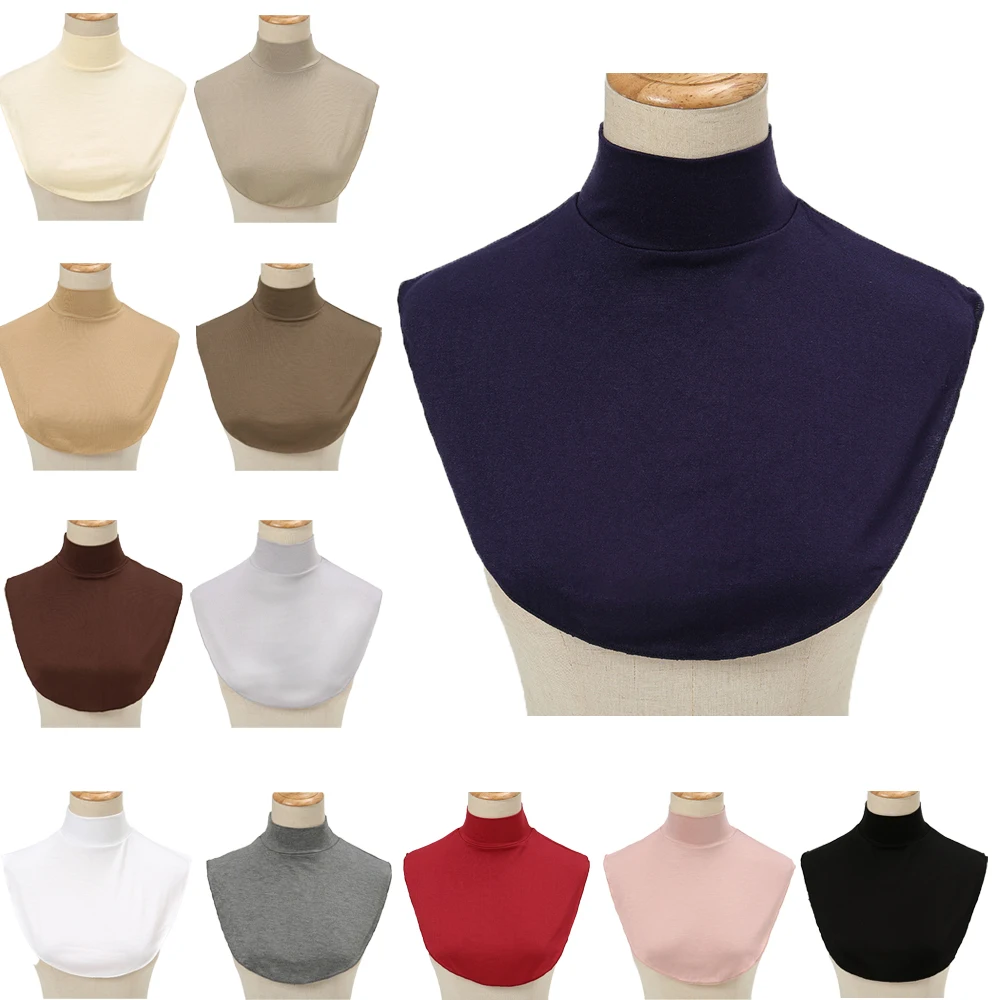 Modal Turtleneck Fake Collar Islamic Hijab Muslim Women Extensions Mock
