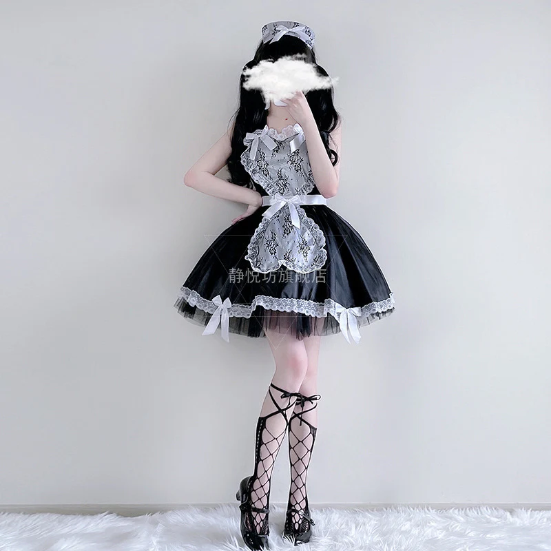 

Dark Wind Lolita Lace Cosplay Dress Sexy Maid Disfraz Lolita Maid Party Performance Vestidos Halloween Costumes for Women