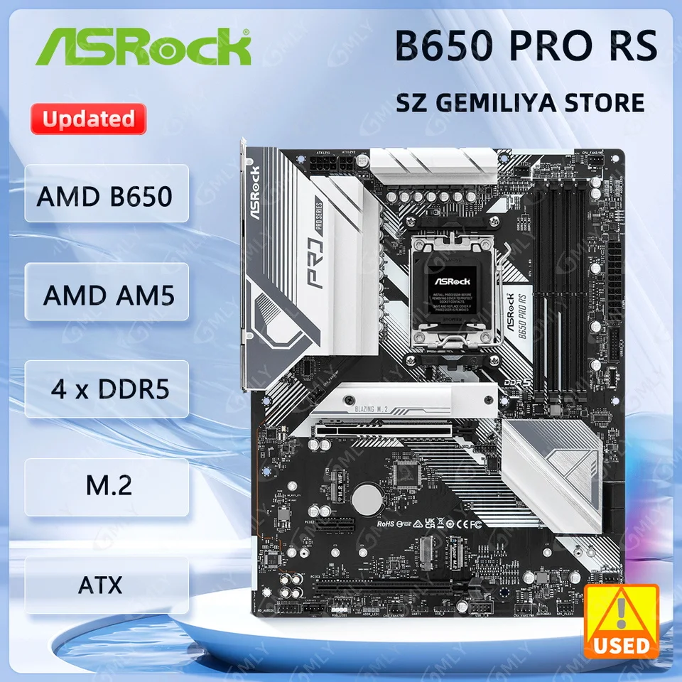 ASROCK B650 PRO RS Motherboard AMD B650 Socket AM5 4xDDR5 M.2 ATX