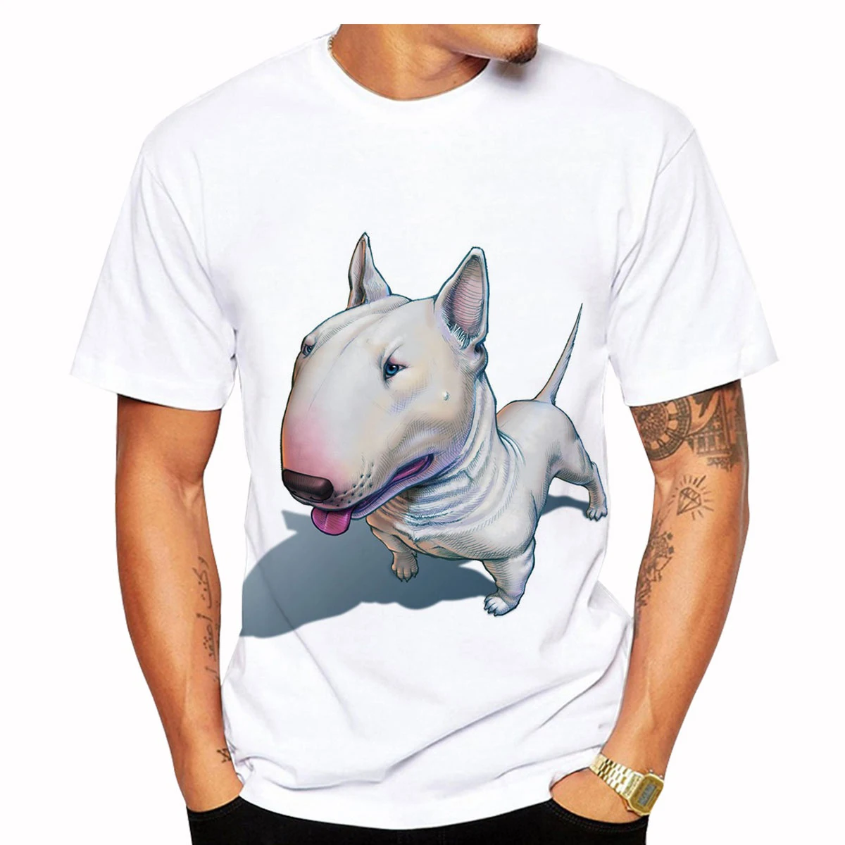 

2023 Fashion Bull Terrier 3D Printed Men and Women T-shirt Casual Dog Bull Terrier Short Sleeve