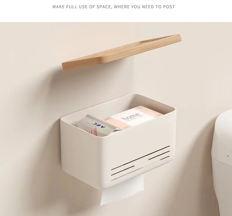 Description Picture 4 of itemWalnut&Beech bathroomWaterproof Wall Mount Toilet Paper Holder Shelf Toilet Roll Paper Tube Storage Rack Storage Box Tray Rack