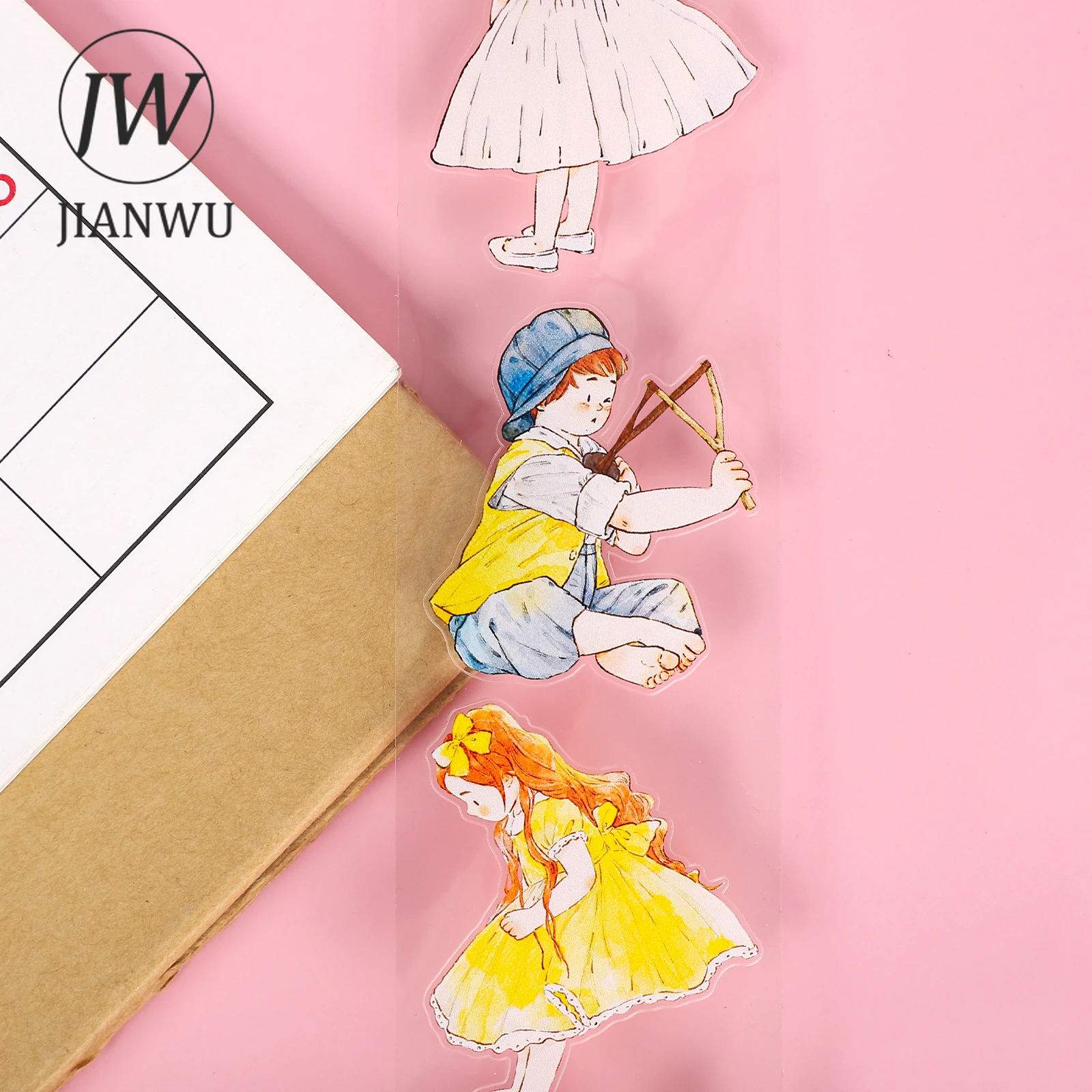JIANWU 50mm * 600cm 귀여운 소녀 재미 있은 캐릭터 풍경 재료 콜라주 PET 테이프 크리 에이 티브 DIY 저널 스크랩북 편지지