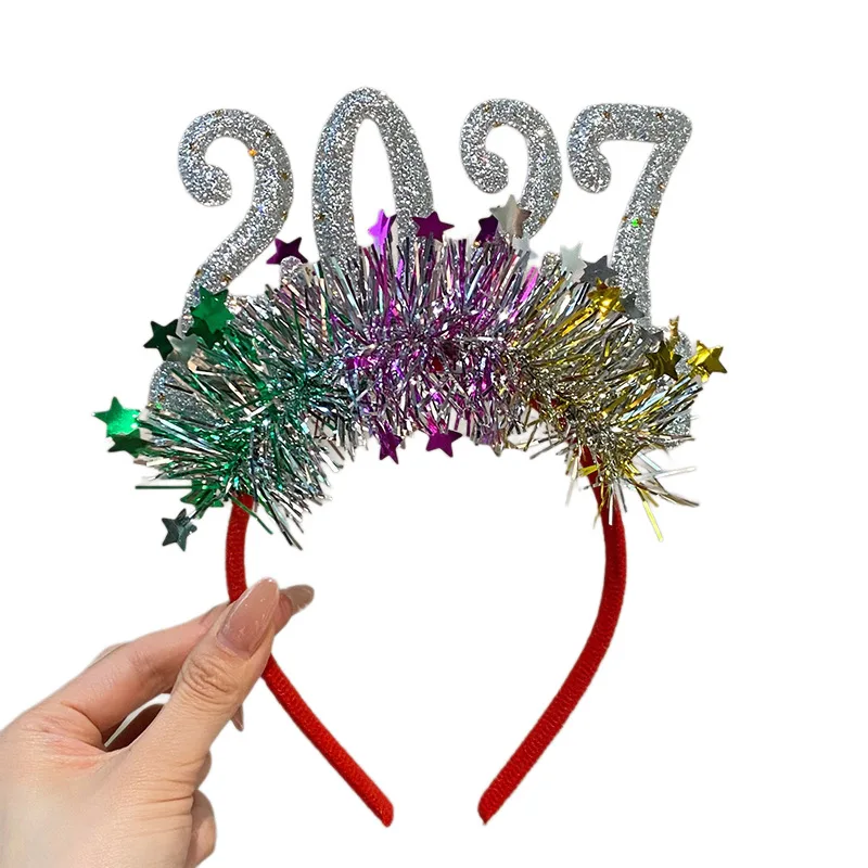 New Year's Tiara Set of 3 Glitter Party Headbands New 2027 New Year Headband Christmas New Year's Eve Party Headgear Internet Celebrity Photo Props Children Adult Headnamd HP01 5