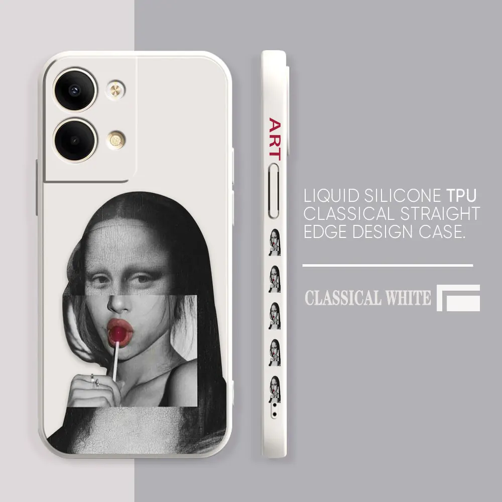 thumbnail image 1 of Case For OPPO RENO 8 7 9 6 7SE 5 4 4SE 4 3 4G 5G PRO PLUS Colour Simple Liquid Silicone Case Mona Lisa Art, 1 of 5