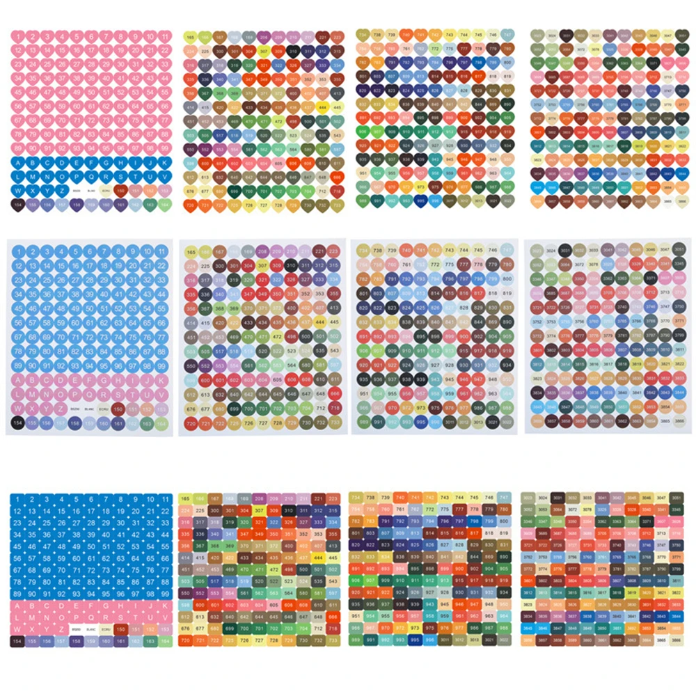 

12PCS Number Label Stickers DMC Colors Diamond Painting Storage Box Mosaic Beads Organizer Bottle Tool Cross Stitch Label Mark