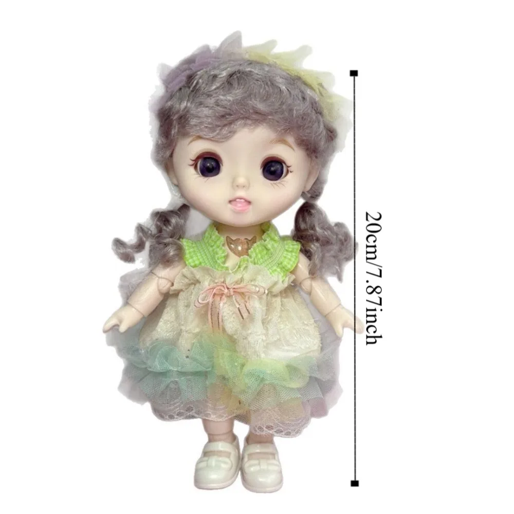 Cute Doll Full Body 20cm Dress Doll Diy Hair Dolly Girls' Doll with Clothes Vinyl Lifelike Girl Dress Up Toys Babies