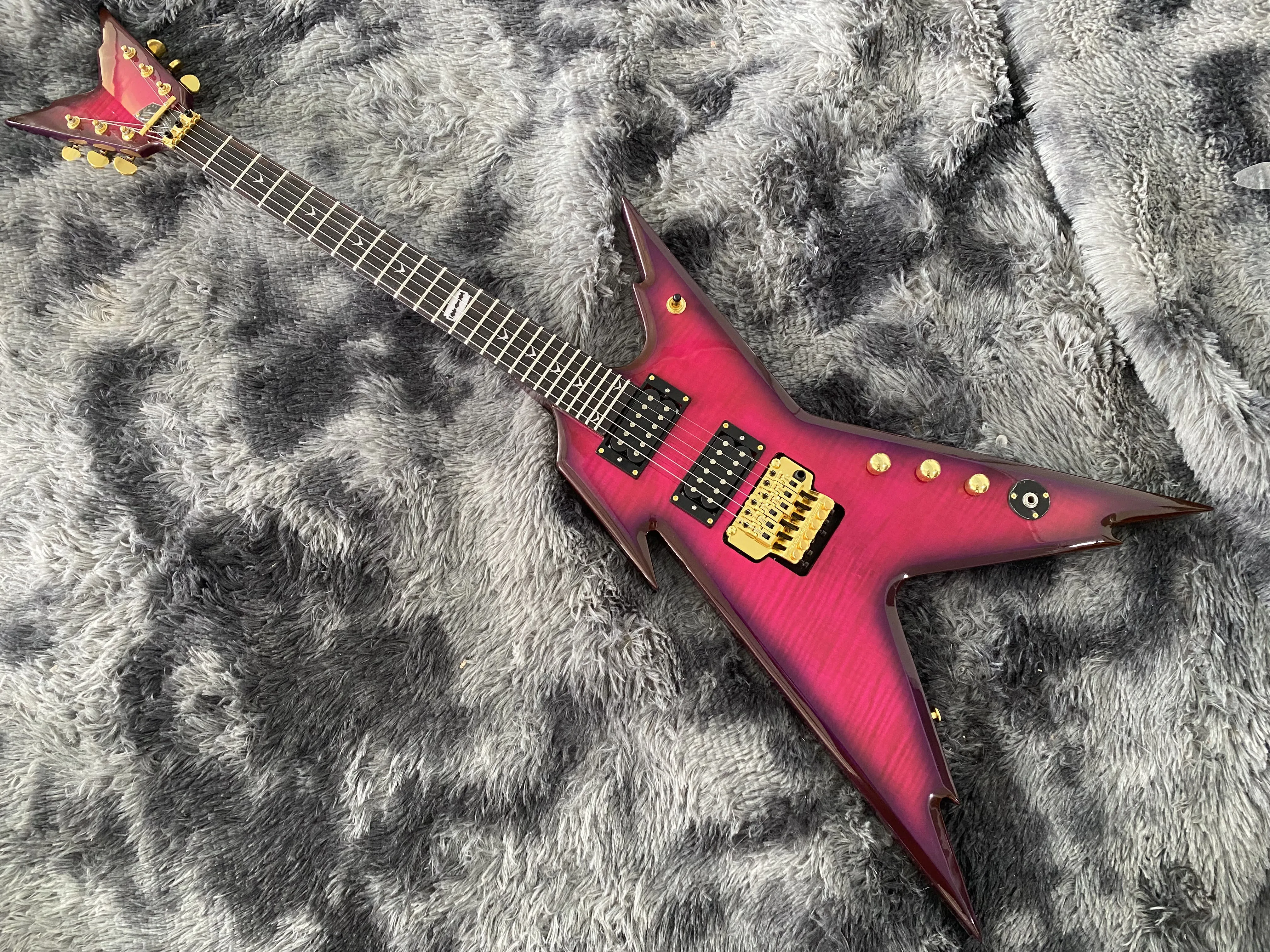 

Electric Guitar with Flame Maple Top Gold Hardware, Duplex Tremolo System, Purple Color, China