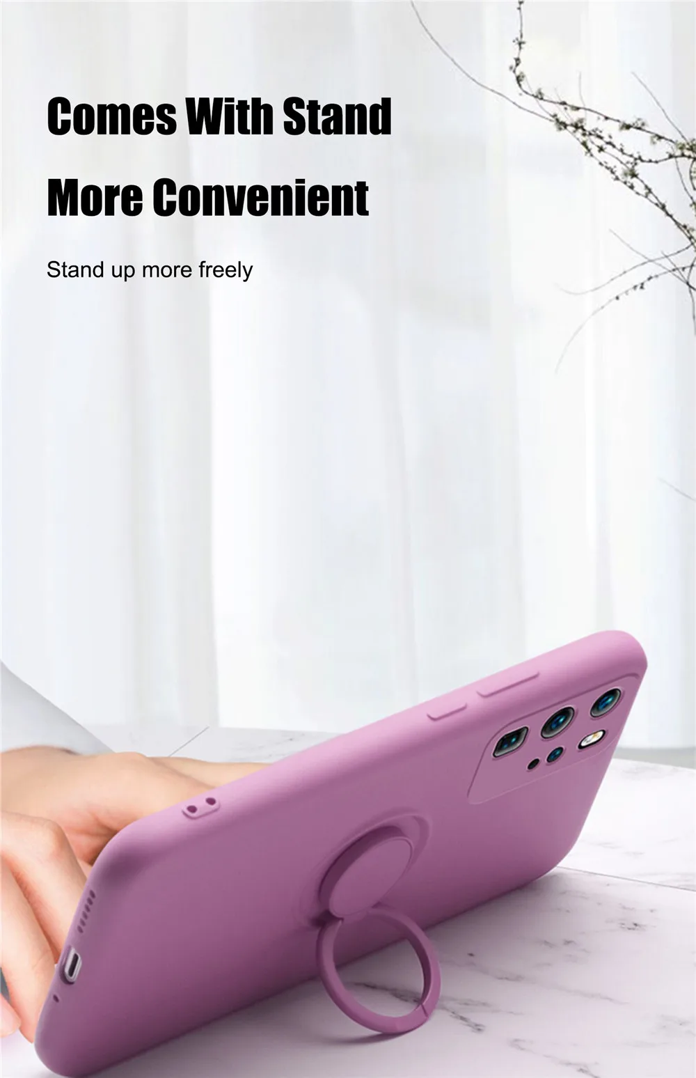 Liquid Silicone Case With Magnetic Ring Holder For Huawei And Honor_voghion.com