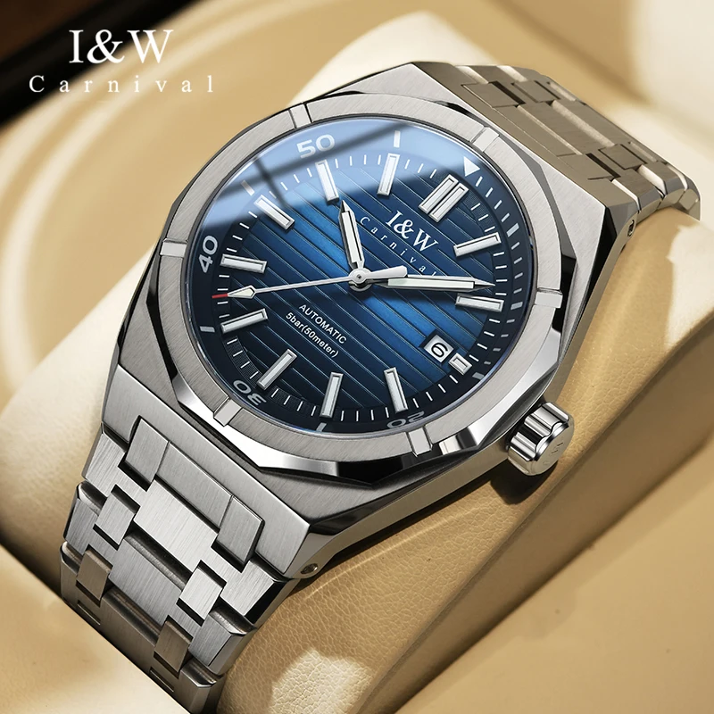 

CARNIVAL Men's Mechanical Watches Automatic Watch For Men MIYOTA 8215 Sapphire crystal 50M Stainless Steel Wristwatch Reloj