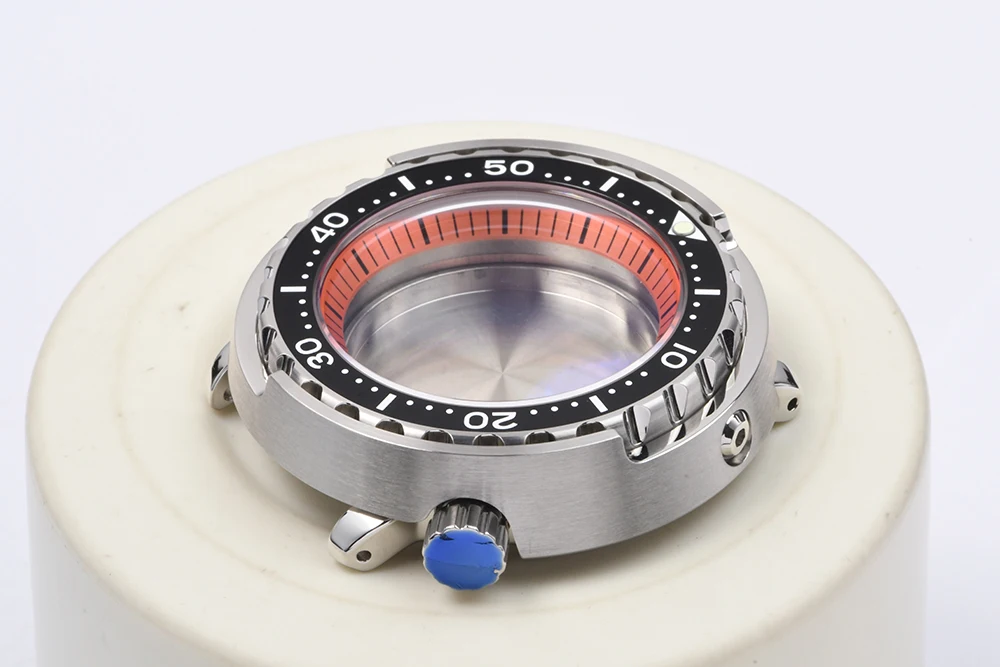 Tuna Can Uhrengehäuse aus Stahl C3, leuchtendes Saphirglas, Taucheruhrengehäuse, passend für Seiko für NH35/NH36 Automatikwerk, Uhrenmod – Detail 5