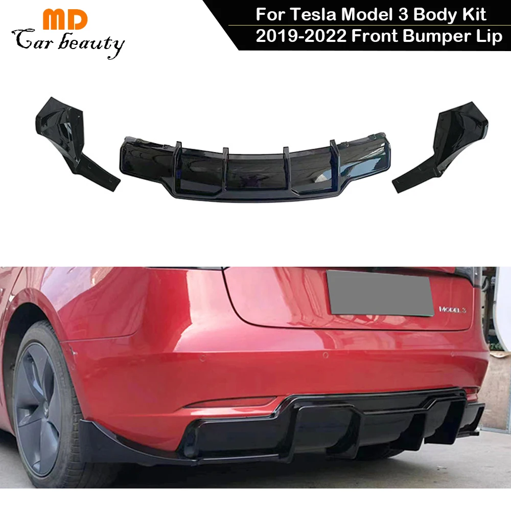 

For BMW Tesla Model 3 Rear Bumper Carbon Fiber 2019-2022 Spoiler Lip Trunk Wing Body Kit Molding Splitter Cover Trim