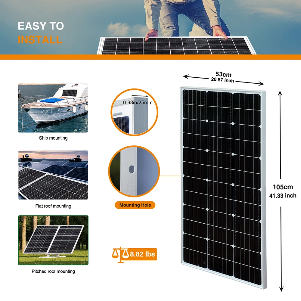 XINPUGUANG Kit Panneau Solaire 200W 12v: 2 panneaux solaires