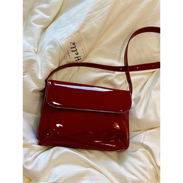 Vintage Bag Red Patent Leather Women's Shoulder Bag Fashion Ladies Small  Square Purses and Handbags Simple Female Crossbody Bags - AliExpress