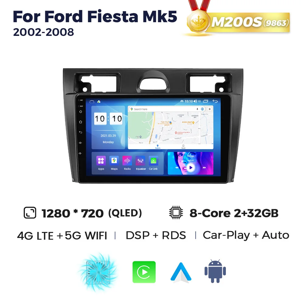 thumbnail image 1 of MEKEDE Para Ford Fiesta Mk VI 5 2002-2008 Radio de coche 9 pulgadas Multimedia Pantalla inteligente Inalámbrica Carplay Android Auto GPS WIFI 4G, 1 of 5