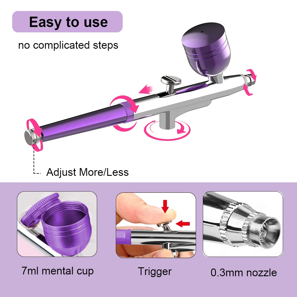 Airbrush Nails Kit Accessories Airbrush Spray Gun With Cups Airbrush Cleaning Kit Replacement For Nails Painting Cake Decorating 2