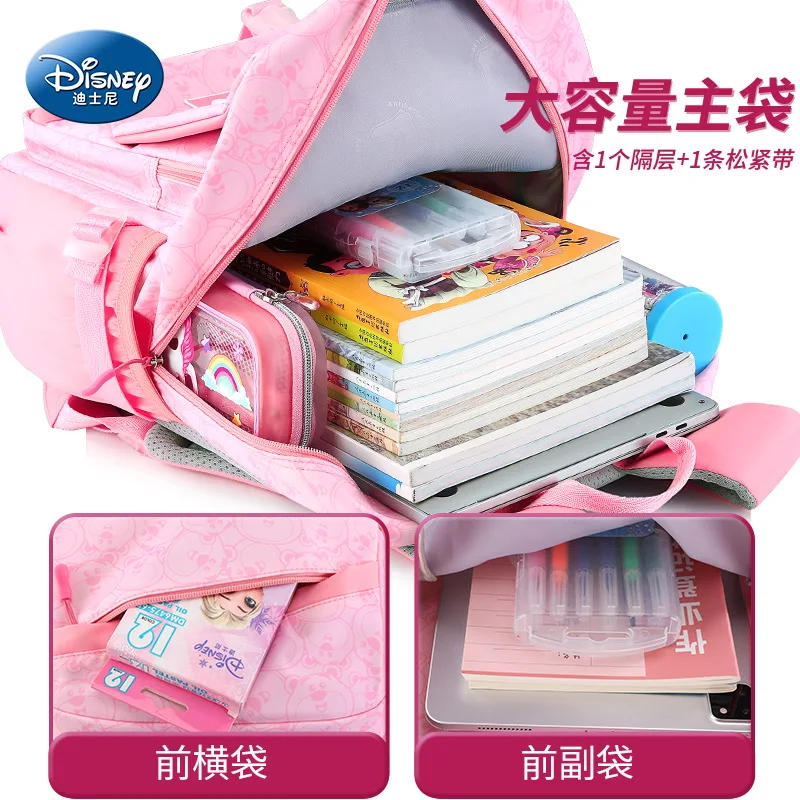 Disney Lotso School Bags For Girls Grade 2-6 Primary Student Leisure Shoulder Orthopedic Backpack Large Capacity  Light Mochilas