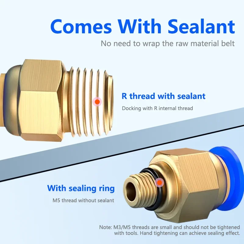Pneumatic Fittings PC Air Quick Connector PC4-M5 PC6-01 PC6 1/8" 1/4" 3/8" 1/2" Male Thread Coupling Brass Fitting 50/200Pcs