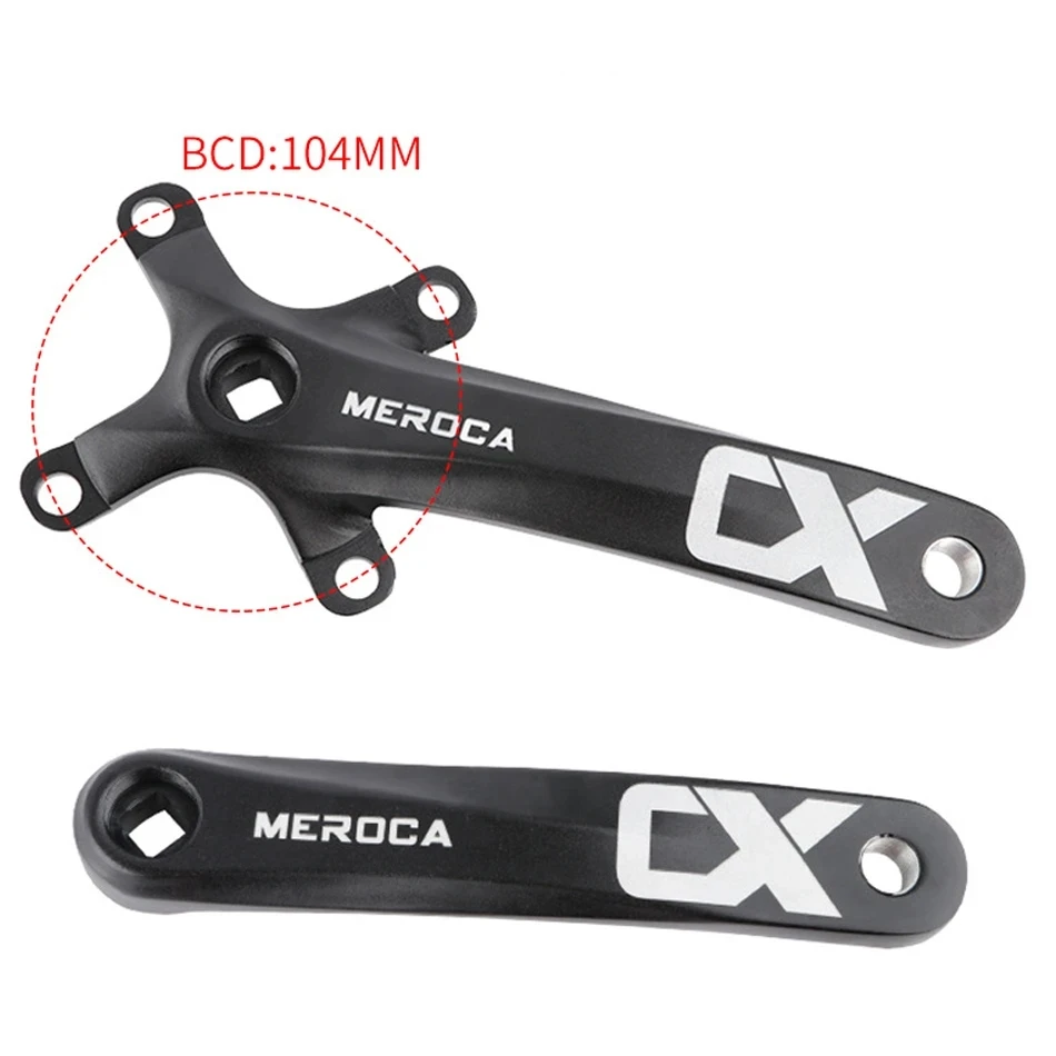 MEROCA CX Crankset Square Hole MTB Cranks 104bcd Aluminum Alloy Mountain Bike Square Crankset 170mm 32/34/36/38/40/42T