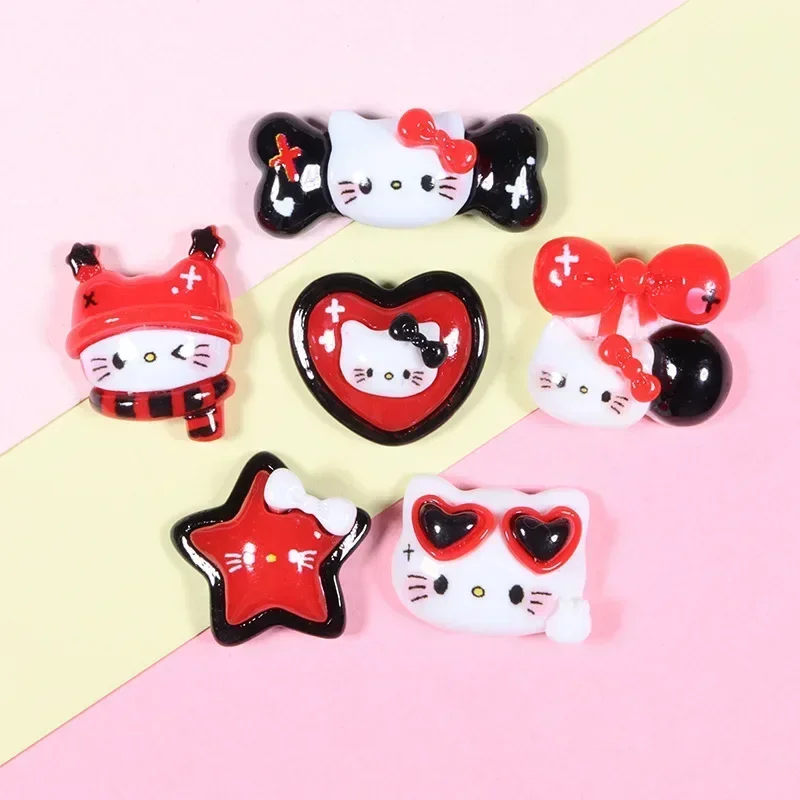 

Sanrio Anime Kawaii HelloKitty Resin Accessories Cute Cream Glue Diy Handmade Materials Phone Case Hairpin Headrope Decoration