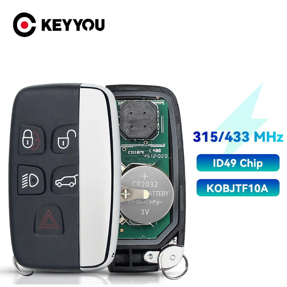 Keyyou Kobjtf10A Lr078921 For Land Rover Discovery 4 Freelander Sport Evoque 315 434Mhz Id49 Hitag Pro Car Remote Key