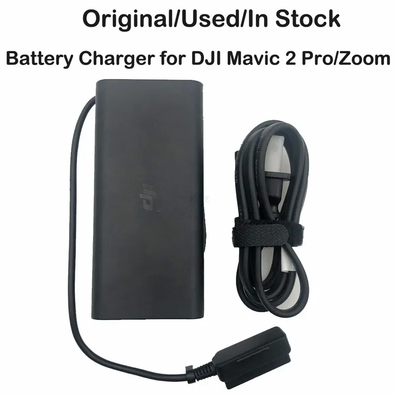 Chargeur batterie original DJI 60W pour Mavic 2 Pro/Zoom, câble secteur détachable.