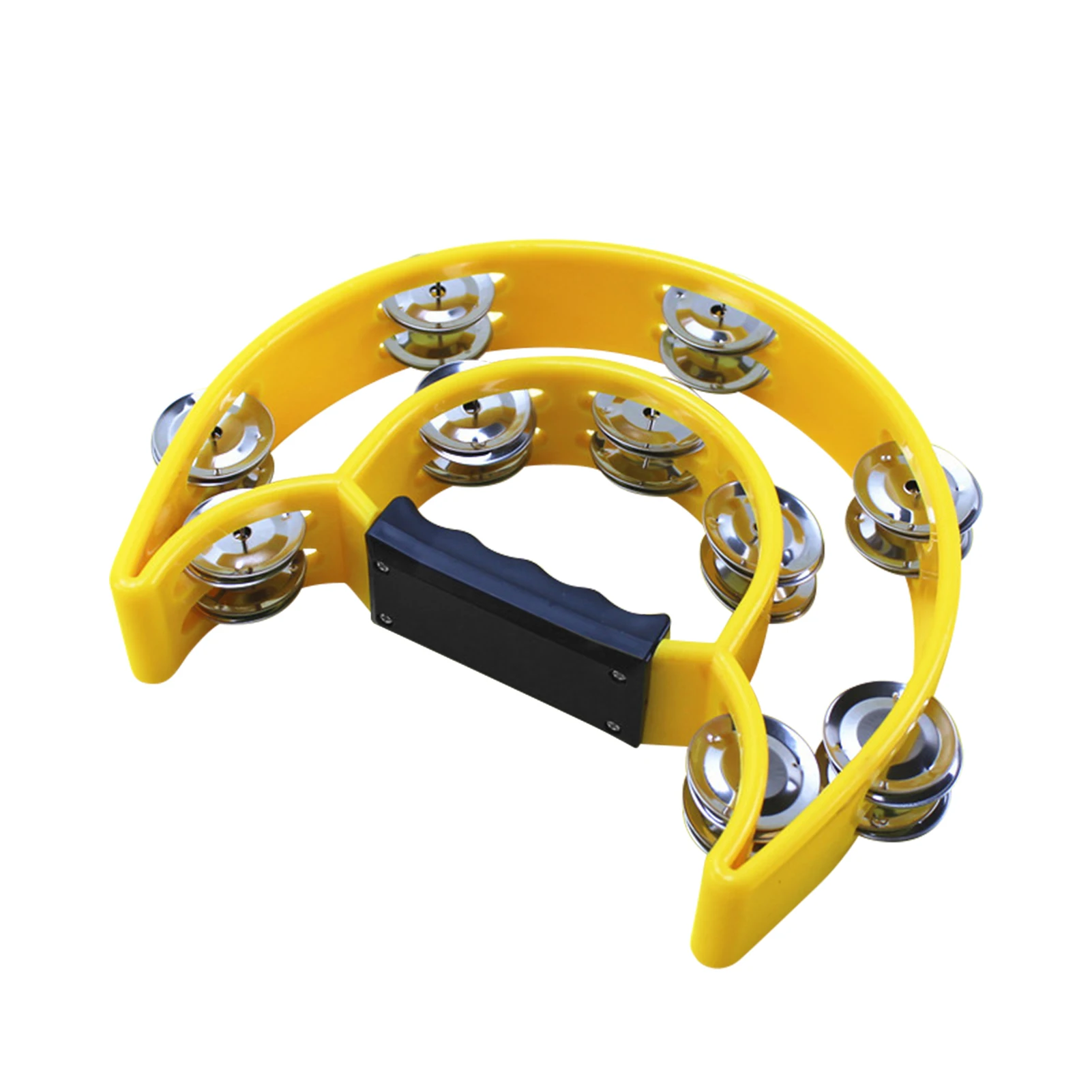 Round Percussion Double Row Handbell Tambourine Double Half Moon Tambourine Percussion Drum Party Game for Baby Toy Gift