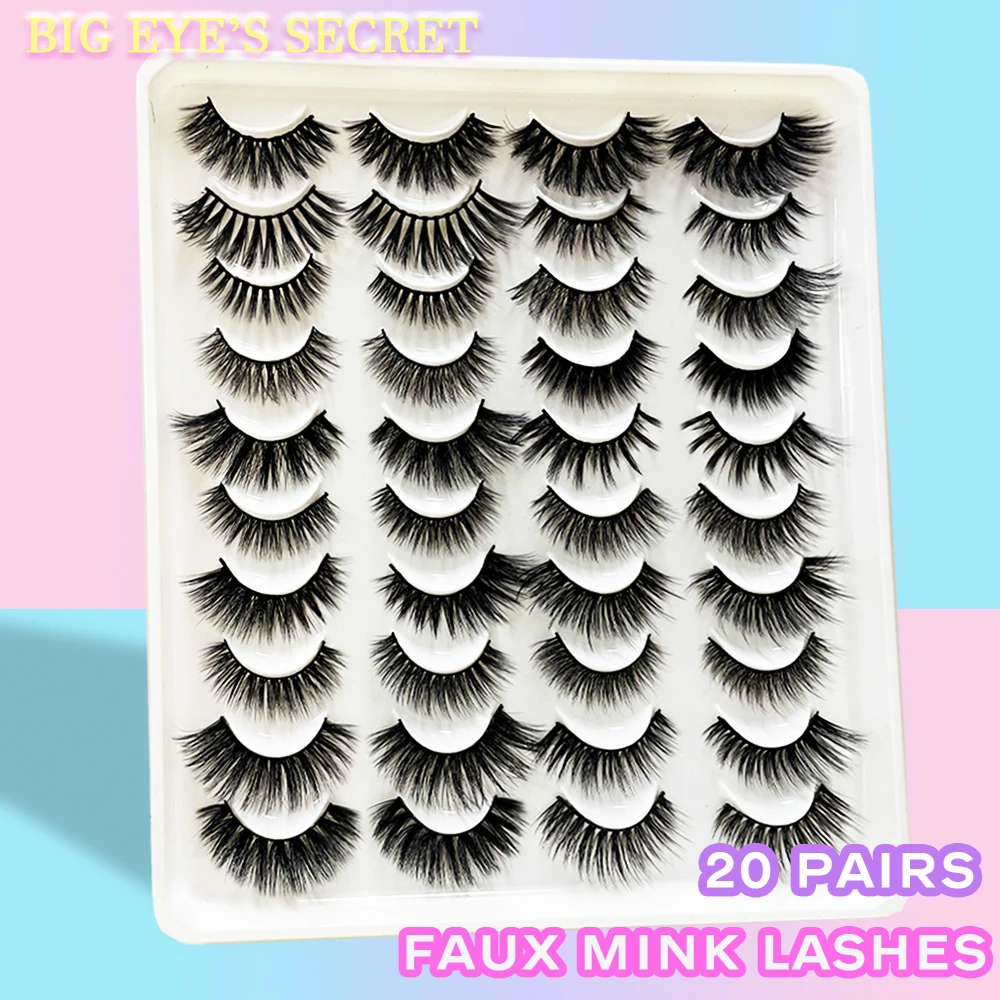 

20 Pairs 3D Mink Lashes Natural Eyelashes Dramatic False Eyelashes Faux Cils Makeup Wholesale Fake Eyelash Extension