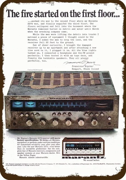 Novità Sign1977 Marantz 2500 Ricevitore Stereo Vintage Look Replica Segno In Metallo Più Potente