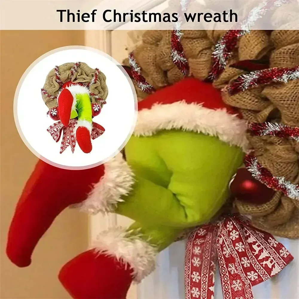 Thief Burlap Stealer Cotton Linen Christmas Design Garlands Pendent Hanging Ornament Home Front Door Wreath Hoop Xmas Decoration