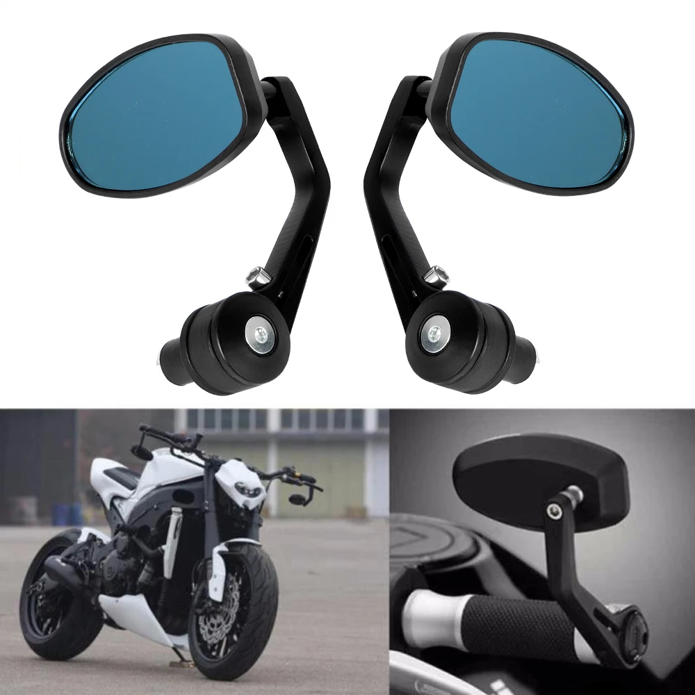 Motorcycle Round Black 7/8"Handlebar End Mirror Custom For Suzuki - Foto 12