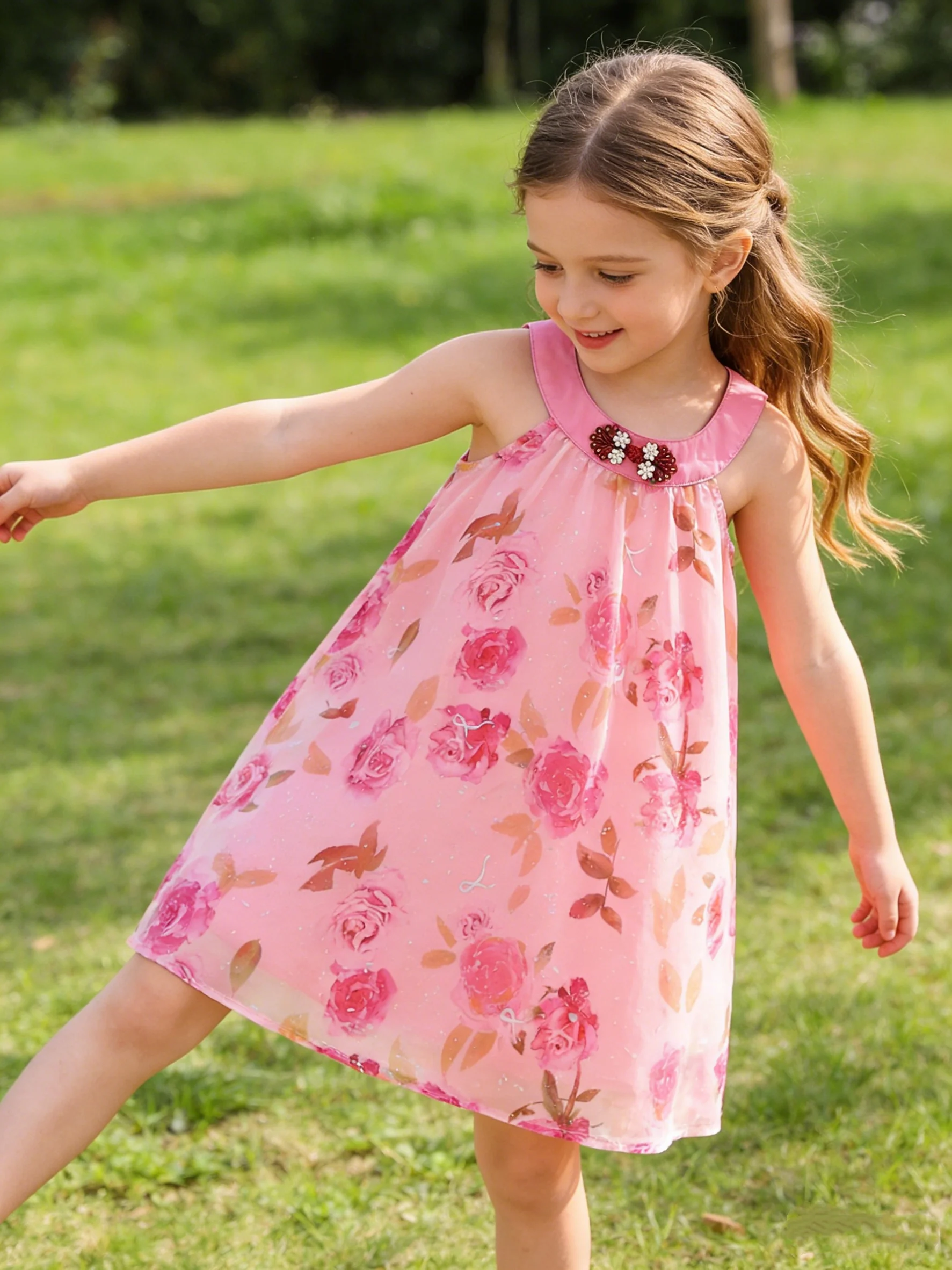 Girls Rose Tulle Party Dress 1