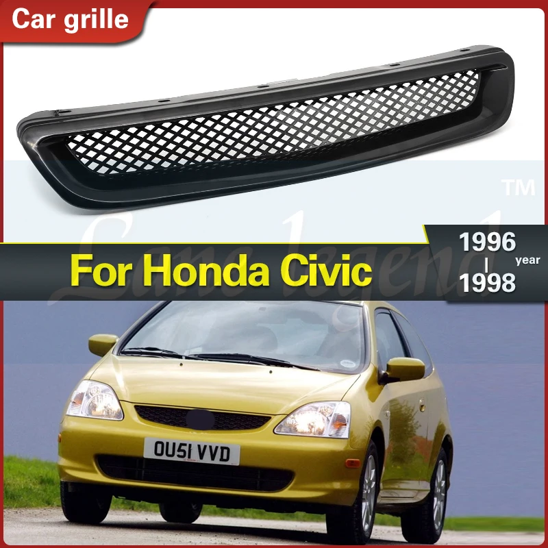 

ABS Black Car Front Bumper Hood Grill Grille Cover Trim for Honda Civic EK CX DX EX HX LX Type R 1996 1997 1998