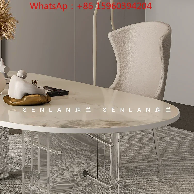 Stone slab dining table and chair combination, light luxury, modern simple dining table, small household, household slate