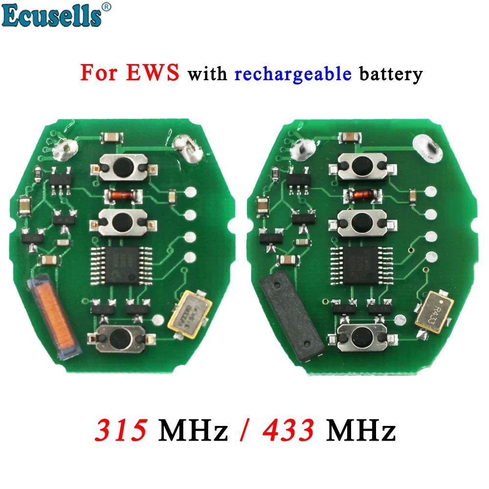 

Ecusells EWS Rechargeable Remote Control Circuit Board 315MHz or 433MHz for BMW 3 5 X5 Series 3 Button Remote Car Key Fob PCB