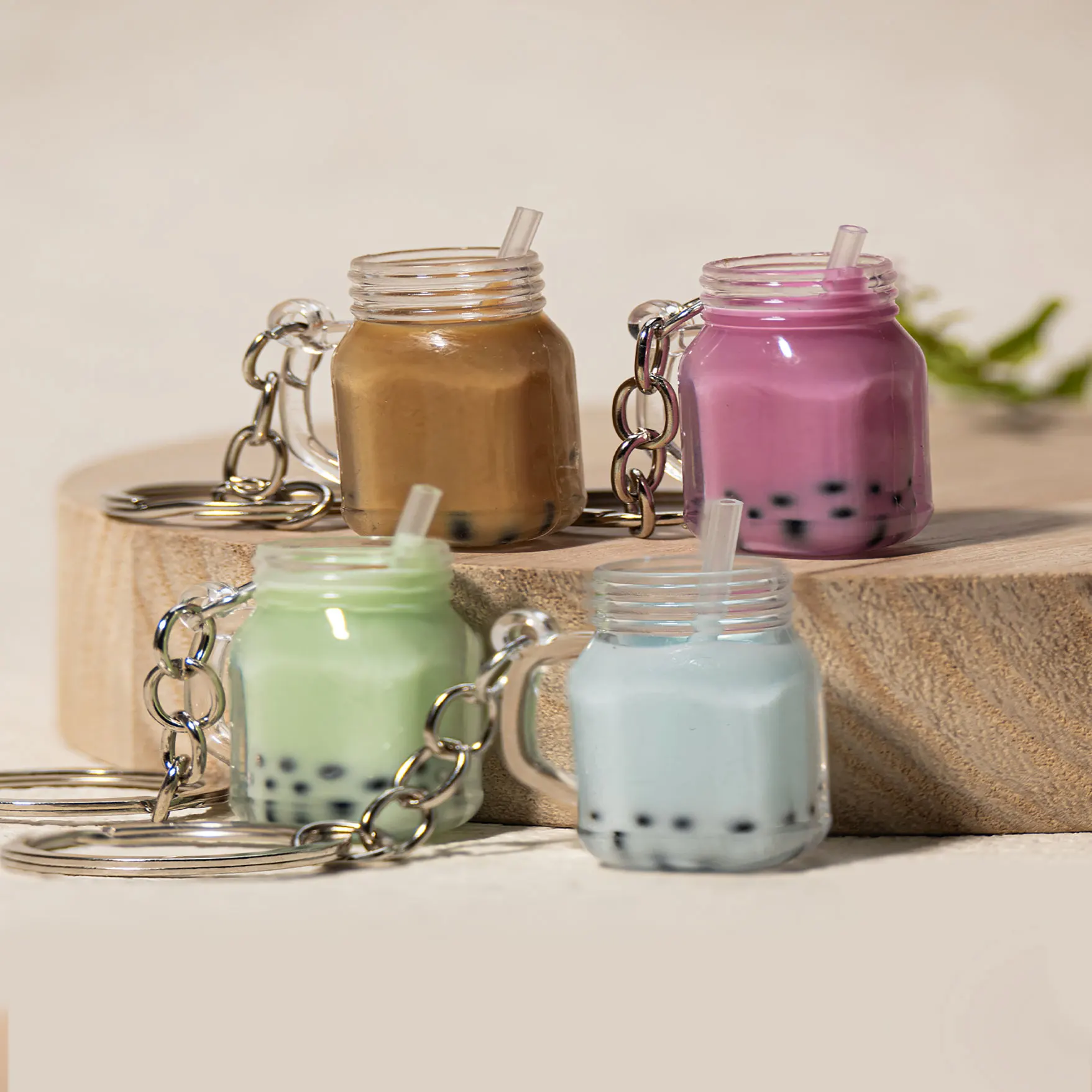 Adorable Mini Boba Milk Tea Keychain - Kawaii Bubble Tea Key Ring Gift